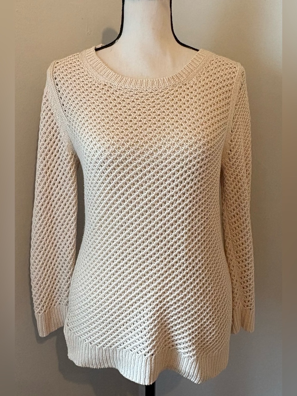 Light Cream Open-Knit Women's Sweater - Ann Taylor Women’s Size Small Cotton 💯